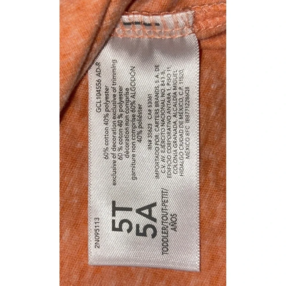 Oshkosh B'Gosh Boy's Orange‎ T-Shirt 1/4 Button Soft Comfort Toddler Size 5T